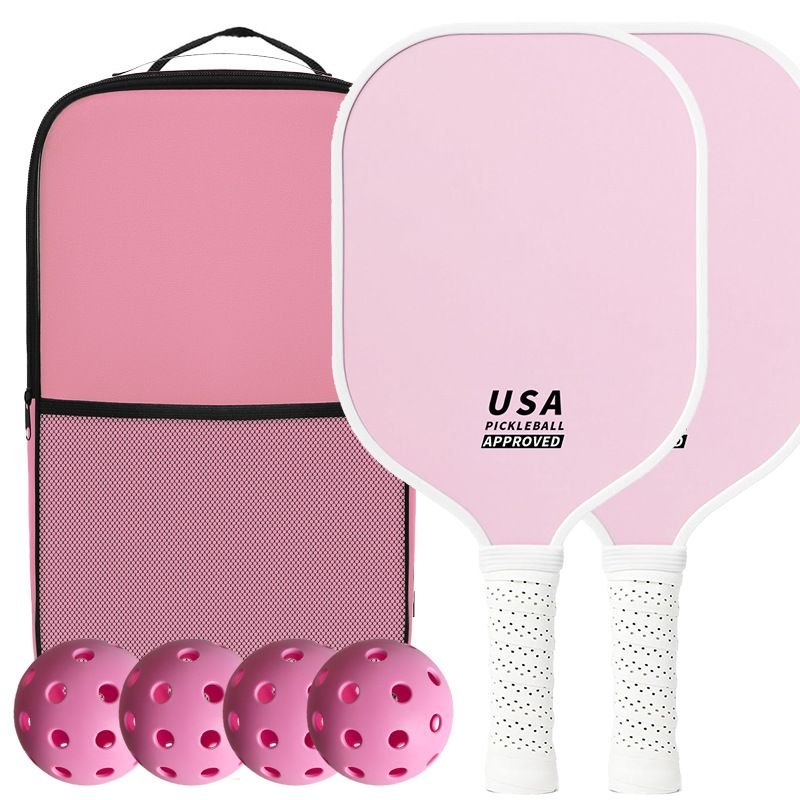 Pink Fiberglass Pickleball Paddle Set - 4 Minimalist Paddles, 8 Balls, and 2 Carry Bags for Outdoor Play 2 Pink Fiberglass Pickleball Paddle Set – 4 Minimalist Paddles, 8 Balls, and 2 Carry Bags for Outdoor Play - image 2