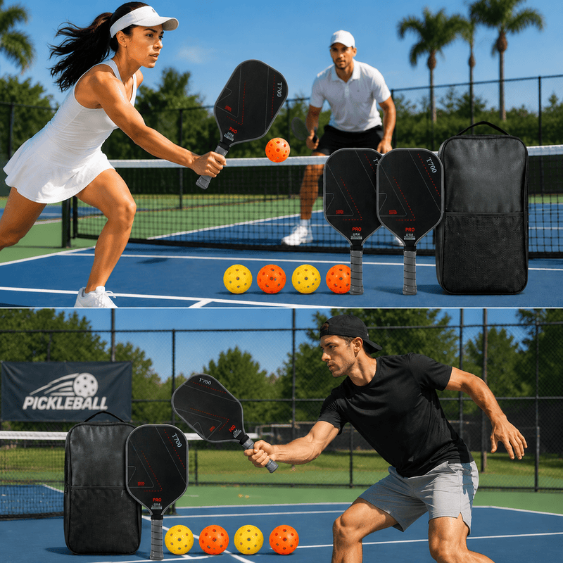 Grey and Black T700 Carbon Fiber Pickleball Paddle Set - 16mm Textured Matte Finish with Oxford Carry Bag & PE Balls 2 Grey and Black T700 Carbon Fiber Pickleball Paddle Set – 16mm Textured Matte Finish with Oxford Carry Bag & PE Balls - image 2