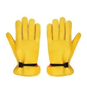 Size L Golden Yellow Top-Grain Cowhide Protective Work Gloves, Durable Wear-Resistant Labor Safety Solution for Local Industrial Professionals