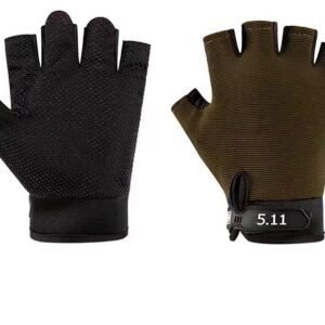 Green Tactical Half Finger Gloves with Hard Knuckle Protection – Non-Slip Breathable Combat Gloves for Men and Women, Heavy Duty Fingerless Design for Outdoor Training, Hiking, Cycling and Shooting