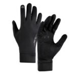 Black Windproof Thermal Sports Gloves with Touchscreen Fingertips & Anti-Slip Palm Grip for Running & Cycling (SD-01 Buckle / M Size)