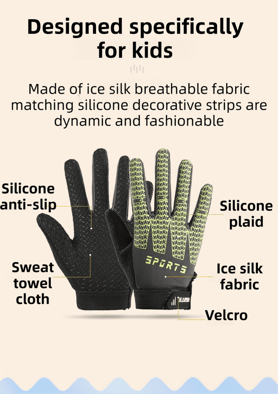 Black and Green Breathable Half-Finger Cycling Gloves for Kids - Non-Slip Silicone Grip, Ice Silk & Shock-Absorbing Sports Mitts (M Size) 2 Black and Green Breathable Half-Finger Cycling Gloves for Kids – Non-Slip Silicone Grip, Ice Silk & Shock-Absorbing Sports Mitts (M Size) - image 2
