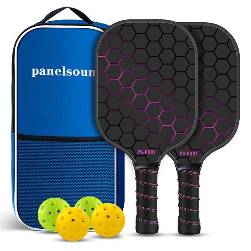 Black and Pink Lightweight Fiberglass Pickleball Paddle Set - 2 High-Rebound Rackets with PU Comfort Grip, 4 Balls and Carry Bag for Outdoor Play 1 Black and Pink Lightweight Fiberglass Pickleball Paddle Set – 2 High-Rebound Rackets with PU Comfort Grip, 4 Balls and Carry Bag for Outdoor Play