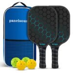 Black and Blue Lightweight Fiberglass Pickleball Paddle Set – 2 High-Rebound Rackets with PU Comfort Grip, 4 Balls and Carry Bag for Outdoor Play