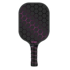 Black and Pink Fiberglass Pickleball Paddle – 220g Lightweight Racket with Breathable PU Comfort Grip and Oversized Sweet Spot for Outdoor Play