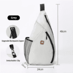 Grey Pickleball & Racket Sports Sling Bag with Expandable High-Capacity Storage – Waterproof Oxford Tennis & Badminton Gear Crossbody Backpack