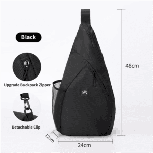 Black Pickleball & Racket Sports Sling Bag with Expandable High-Capacity Storage – Waterproof Oxford Tennis & Badminton Gear Crossbody Backpack
