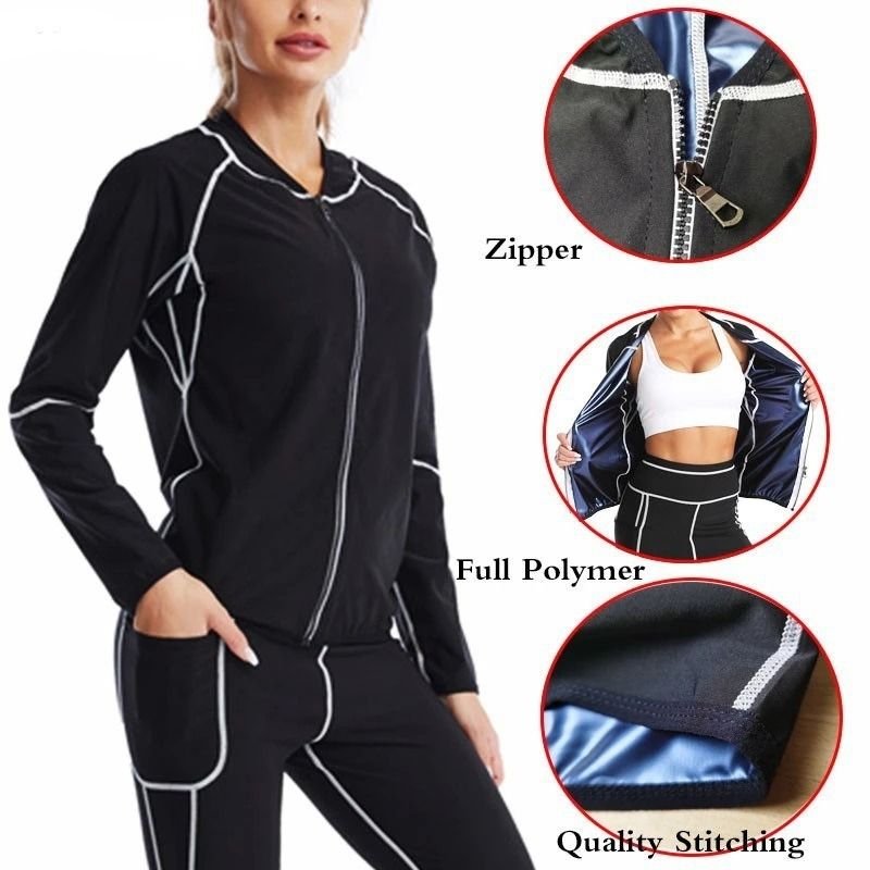 3XL Size Black and Silver Women's Workout Sauna Sweat Suit Set: Long Sleeve & Leggings - High Elasticity Compression Shapewear for Weight Loss & Yoga 4 3XL Size Black and Silver Women’s Workout Sauna Sweat Suit Set: Long Sleeve & Leggings – High Elasticity Compression Shapewear for Weight Loss & Yoga - image 4