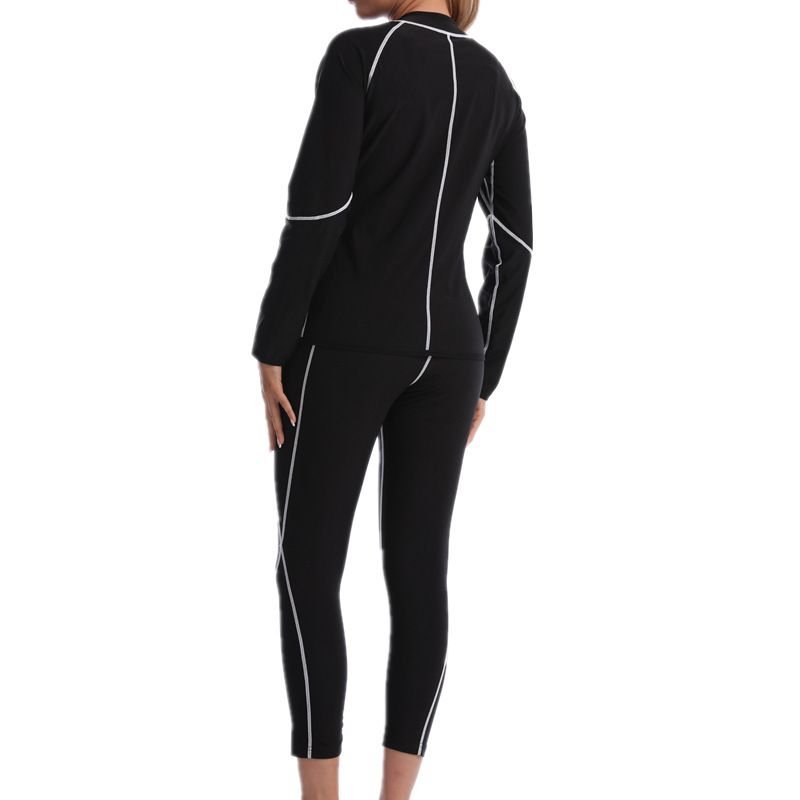 3XL Size Black and Silver Women's Workout Sauna Sweat Suit Set: Long Sleeve & Leggings - High Elasticity Compression Shapewear for Weight Loss & Yoga 5 3XL Size Black and Silver Women’s Workout Sauna Sweat Suit Set: Long Sleeve & Leggings – High Elasticity Compression Shapewear for Weight Loss & Yoga - image 5