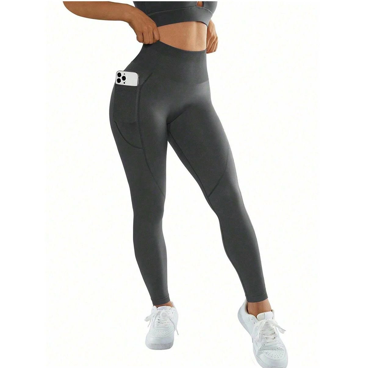 L Size Dark Grey Breathable High-Waist Ruched Butt-Lift Yoga Leggings - Dual Pockets & No Front T - LineNaked-Feel Performance Tights for Gym, Running & Pilates 4 L Size Dark Grey Breathable High-Waist Ruched Butt-Lift Yoga Leggings – Dual Pockets & No Front T – LineNaked-Feel Performance Tights for Gym, Running & Pilates - image 4