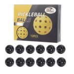 12-Pack Black Professional Outdoor Pickleballs in Deluxe Gift Box – Seamless Crack-Resistant 40-Hole Training Balls Set