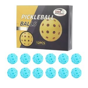 12-Pack Light Blue Professional Outdoor Pickleballs in Deluxe Gift Box – Seamless Crack-Resistant 40-Hole Training Balls Set
