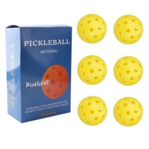 Yellow Pickleball Balls Set – 6 Piece 40 Hole Outdoor Indoor Pickleball Match Balls