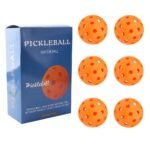Orange Pickleball Balls Set – 6 Piece 40 Hole Outdoor Indoor Pickleball Match Balls