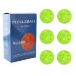 Green Pickleball Balls Set – 6 Piece 40 Hole Outdoor Indoor Pickleball Match Balls