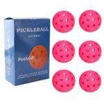 Rose red Pickleball Balls Set – 6 Piece 40 Hole Outdoor Indoor Pickleball Match Balls