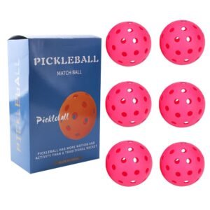 Rose red Pickleball Balls Set – 6 Piece 40 Hole Outdoor Indoor Pickleball Match Balls