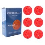 Red Pickleball Balls Set – 6 Piece 40 Hole Outdoor Indoor Pickleball Match Balls