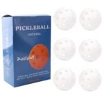 White Pickleball Balls Set – 6 Piece 40 Hole Outdoor Indoor Pickleball Match Balls