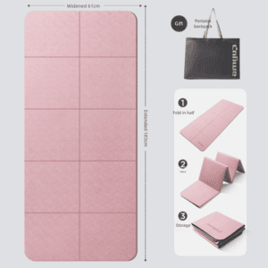 Pink Foldable Yoga Mat – Portable Thick Non-Slip Fitness Exercise Mat for Home Gym and Travel