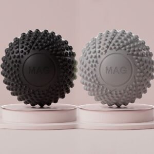 2-Pack Black and grey Spiky Fascia Massage Balls – Portable TPE Foot Arch Muscle Relaxer for Yoga Recovery Trigger Point Therapy
