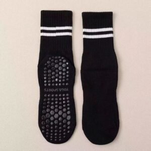 3-Pack Black Anti-Slip Yoga Socks – Grippy Non-Slip Pilates Dance Fitness Socks for Women