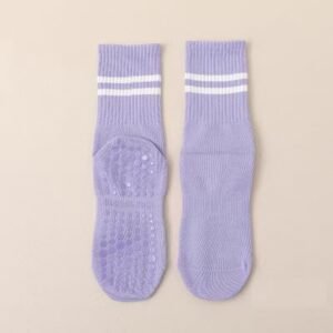 3-Pack Purple Anti-Slip Yoga Socks – Grippy Non-Slip Pilates Dance Fitness Socks for Women