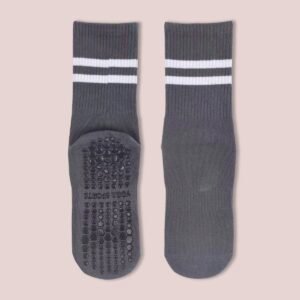 3-Pack Dark grey Anti-Slip Yoga Socks – Grippy Non-Slip Pilates Dance Fitness Socks for Women
