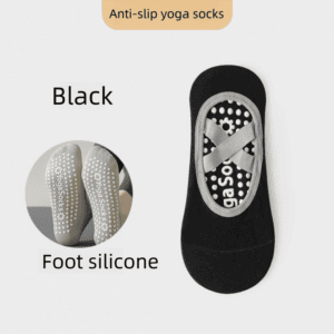 3-Pack Black Anti-Slip Yoga Socks – Grippy Pilates Dance Fitness Socks with Silicone Grip for Women