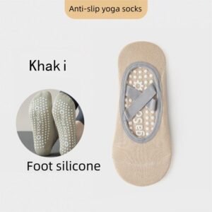 3-Pack Khaki Anti-Slip Yoga Socks – Grippy Pilates Dance Fitness Socks with Silicone Grip for Women