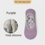 3-Pack Purple Anti-Slip Yoga Socks – Grippy Pilates Dance Fitness Socks with Silicone Grip for Women