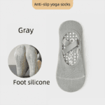 3-Pack Grey Anti-Slip Yoga Socks – Grippy Pilates Dance Fitness Socks with Silicone Grip for Women