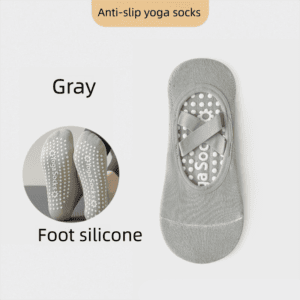 3-Pack Grey Anti-Slip Yoga Socks – Grippy Pilates Dance Fitness Socks with Silicone Grip for Women