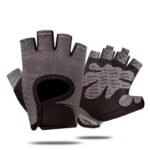 Grey Half Finger Fitness Gloves – Anti-Slip Breathable Gym Training Gloves for Weightlifting Cycling(Size:M)