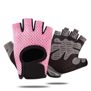 Pink Half Finger Fitness Gloves – Anti-Slip Breathable Gym Training Gloves for Weightlifting Cycling(Size:M)