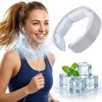 White Reusable Neck Cooling Ring – 360° Omnidirectional Wearable Ice Collar for Summer Heat Relief, Battery-Free Ergonomic Cooling Tube for Outdoor Sports Fitness