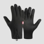 Black M size Winter Outdoor Cycling Gloves – Touch Screen Compatible Windproof Waterproof Non-Slip Palm Thermal Fleece Gloves for Cycling, Skiing, Hiking and Sports