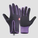 Purple XL size Winter Outdoor Cycling Gloves – Touch Screen Compatible Windproof Waterproof Non-Slip Palm Thermal Fleece Gloves for Cycling, Skiing, Hiking and Sports