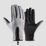 Grey XL size Winter Outdoor Cycling Gloves – Touch Screen Compatible Windproof Waterproof Non-Slip Palm Thermal Fleece Gloves for Cycling, Skiing, Hiking and Sports
