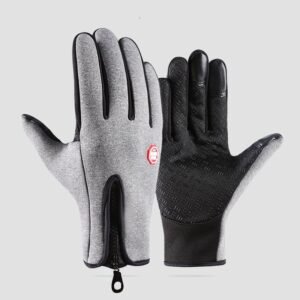 Grey XL size Winter Outdoor Cycling Gloves – Touch Screen Compatible Windproof Waterproof Non-Slip Palm Thermal Fleece Gloves for Cycling, Skiing, Hiking and Sports