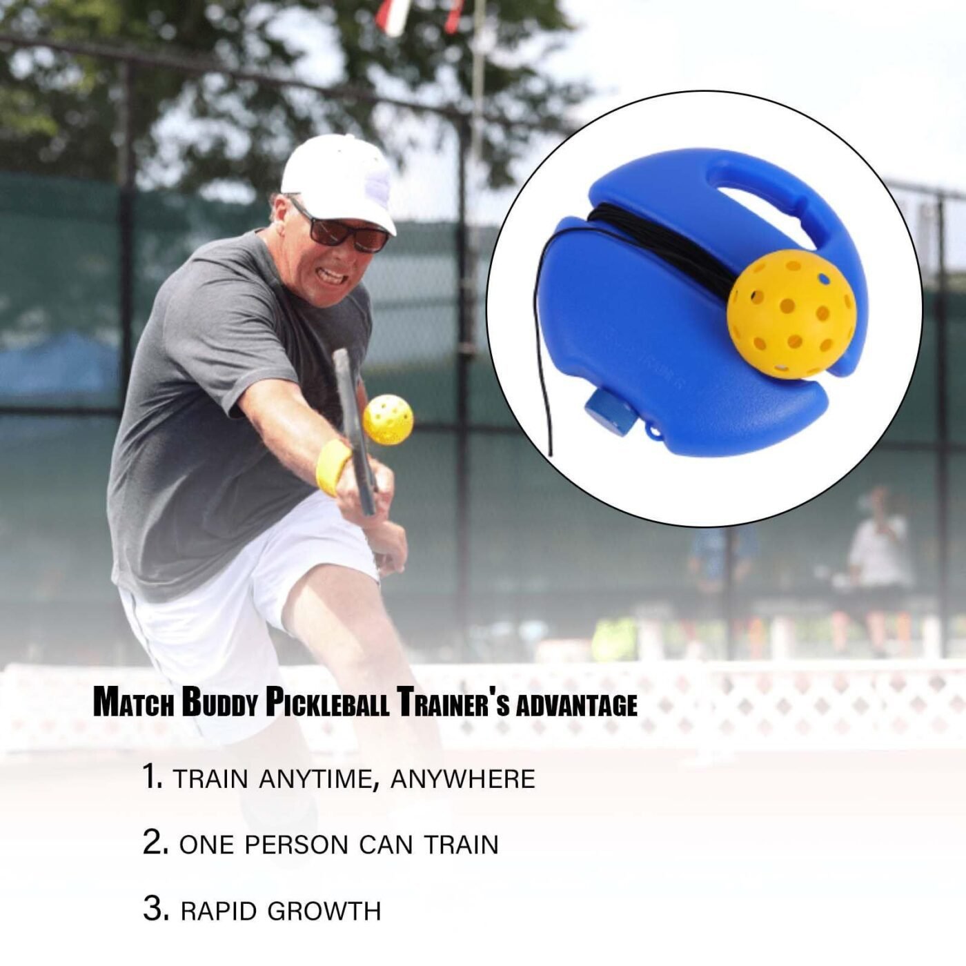 Pickleball Trainer Rebound Practice Set with Orange Tethered Ball and Blue Fillable Base -Solo Training Aid for Beginners and Advanced Players Solo Practice and Skill Development 4 Pickleball Trainer Rebound Practice Set with Orange Tethered Ball and Blue Fillable Base -Solo Training Aid for Beginners and Advanced Players Solo Practice and Skill Development - image 4