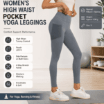 Grey S Size Women’s High Waist Yoga Leggings with Mesh Side Pockets – Squat Proof, Peach Hip Lift, Breathable Stretch Fabric for Gym Running 、Pilates Wea and Daily Wear