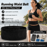 Black M Size Running Waist Belt – High Stretch Spandex Nylon Blend, 360-Degree Storage Pocket, Breathable Mesh Design for Running and Gym Use