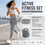 Comfortable Outdoor Sports Set-Grey L Size Running Waist Belt and Grey L Size High-Waisted Yoga Leggings – Breathable Spandex Blend, Side Pockets for Phone and Keys, Lightweight Fitness Gear for Running and Gym