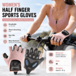Pink M size Women’s Half-Finger Fitness Gloves – Liquid Silicone Shock Absorption, Ice Silk Breathable Fabric, Non-Slip Grip for Gym Yoga Cycling Weight Training