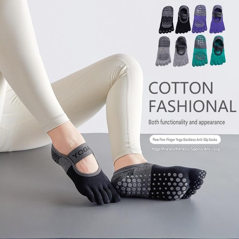 Green Non-Slip Five Toe Yoga Socks - Cotton Blend with PVC Grip Dots, Breathable & Secure Fit for Pilates, Dance, and Indoor Fitness Training 2 Green Non-Slip Five Toe Yoga Socks – Cotton Blend with PVC Grip Dots, Breathable & Secure Fit for Pilates, Dance, and Indoor Fitness Training - image 2