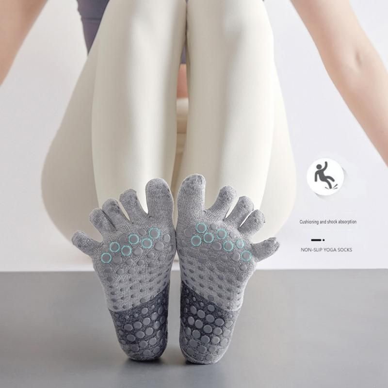 Green Non-Slip Five Toe Yoga Socks - Cotton Blend with PVC Grip Dots, Breathable & Secure Fit for Pilates, Dance, and Indoor Fitness Training 3 Green Non-Slip Five Toe Yoga Socks – Cotton Blend with PVC Grip Dots, Breathable & Secure Fit for Pilates, Dance, and Indoor Fitness Training - image 3