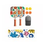 Juvenile Pickleball Paddle Set with Cooling Towel (Meow Paradise) , Cartoon Junior Paddles, Carry Bag and Indoor/Outdoor Balls for Children