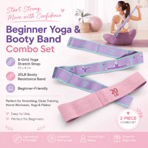 8 Grid Yoga Stretching Strap and 20LB Resistance Band Set for Pilates Workout Adjustable Stretch Band with Numbered Positions Glute Training Exercise Band Fitness Equipment for Yoga Dance Flexibility Training