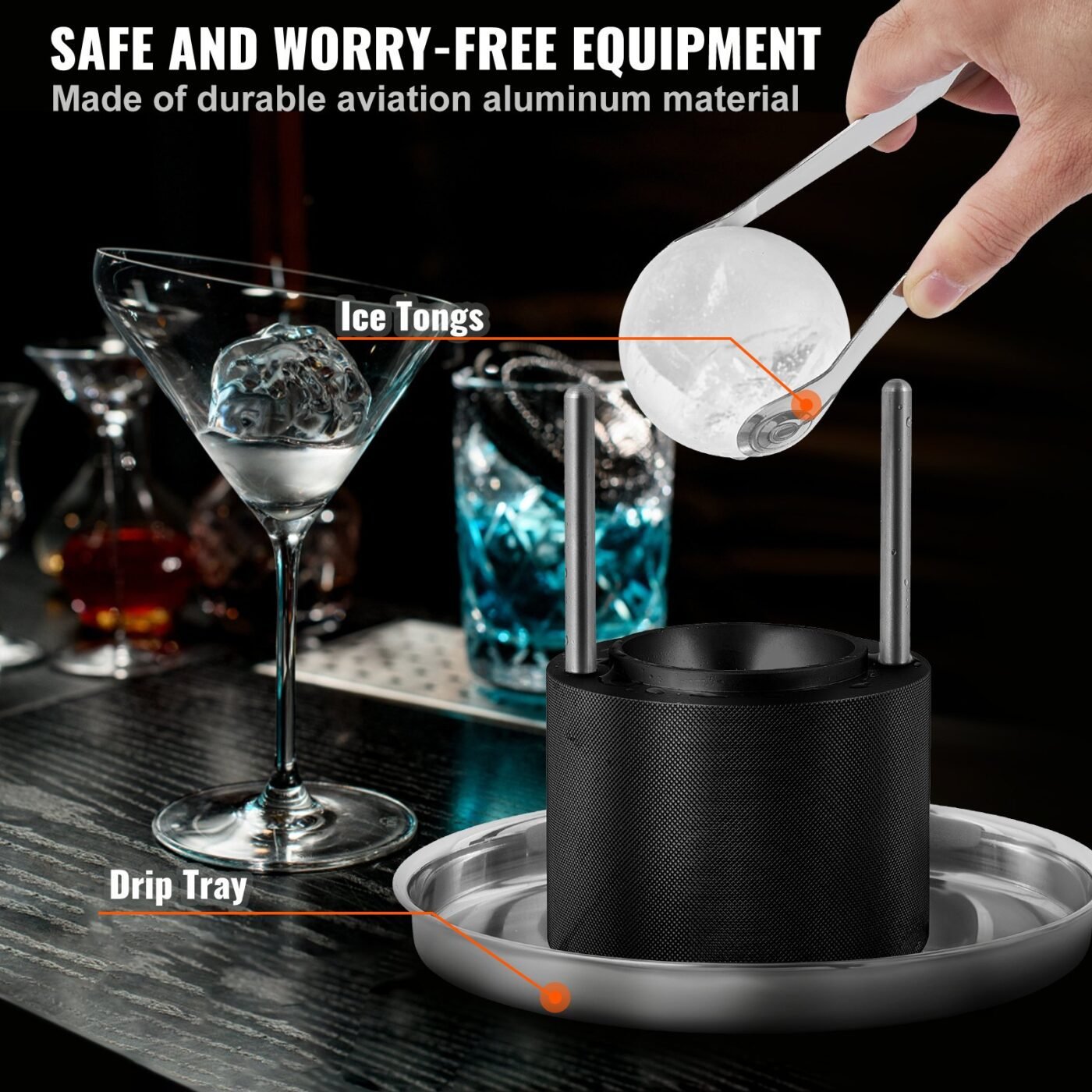 Ice Ball Press, 6cm Ice Ball Maker, Aircraft Al Alloy Ice Ball Press Kit for 60mm Ice Sphere, Ice Press with Tong and Drip Tray, for Whiskey, Cocktail, Bourbon, Scot on Party & Holiday, Black 5 Ice Ball Press, 6cm Ice Ball Maker, Aircraft Al Alloy Ice Ball Press Kit for 60mm Ice Sphere, Ice Press with Tong and Drip Tray, for Whiskey, Cocktail, Bourbon, Scot on Party & Holiday, Black - image 5
